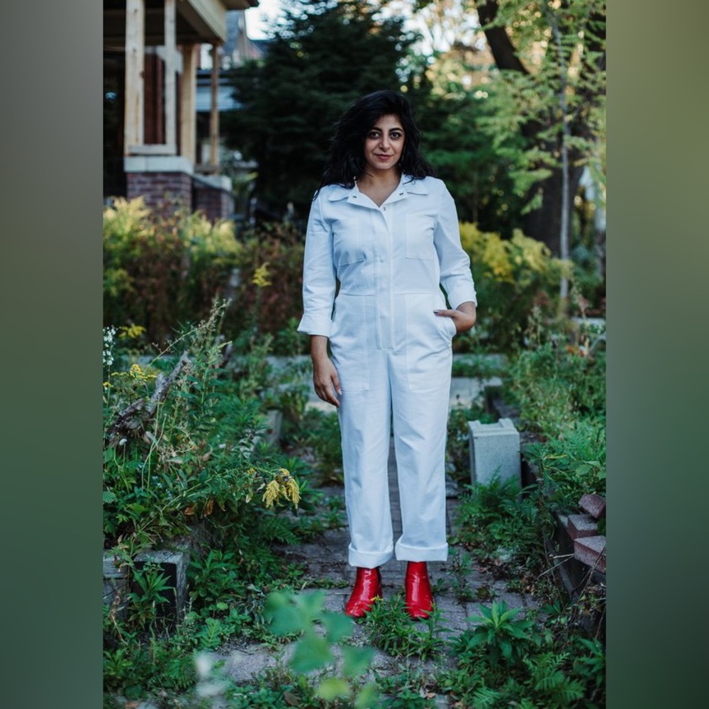 Iris Denim jumpsuit in white/cream SMALL